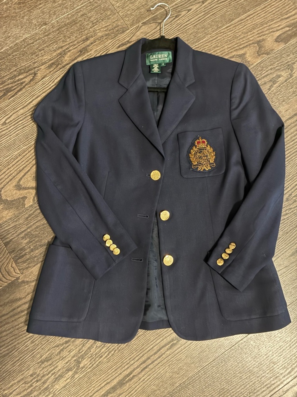 Lauren Ralph Lauren Black Blazer Patch with Gold and Red Embroidery